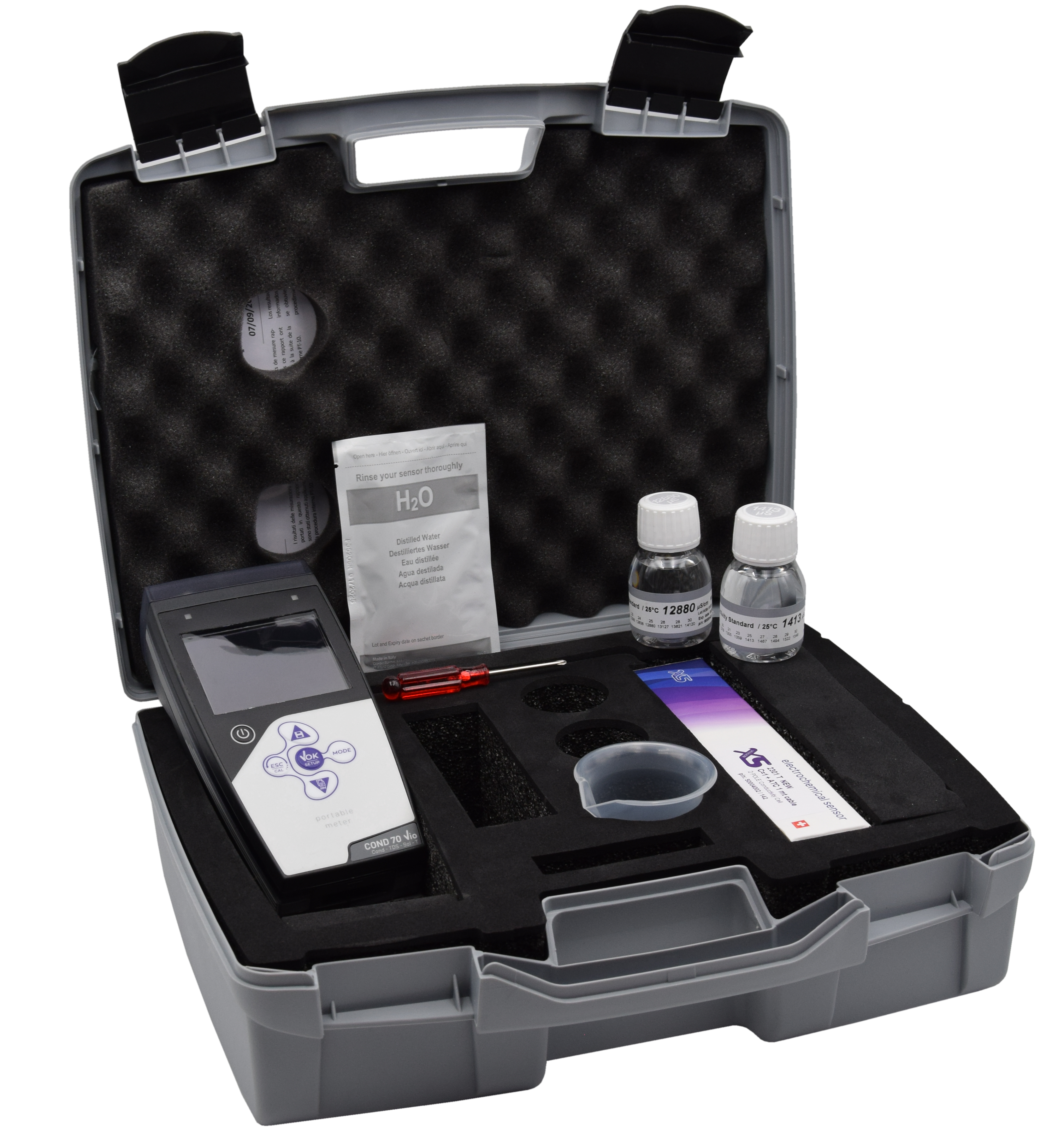 XS Cond 7 Vio Leitfähigkeit/TDS/Temperatur Handmessgerät im Koffer inklusive 2301T Leitfähigkeitselektrode mit integriertem Temperaturfühler